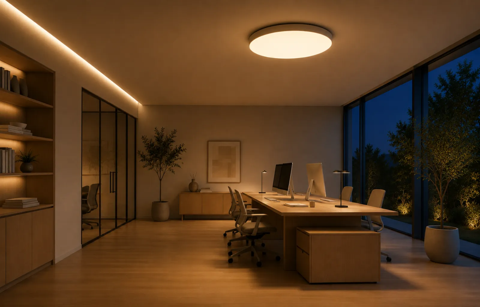 Workspace at night